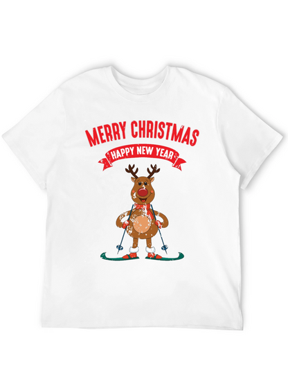 Merry Christmas Reindeer Skiing T-Shirt