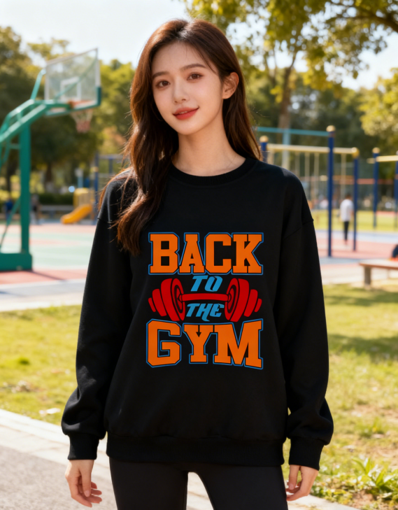 Vibrant Fitness Dumbbell Design Crewneck Top