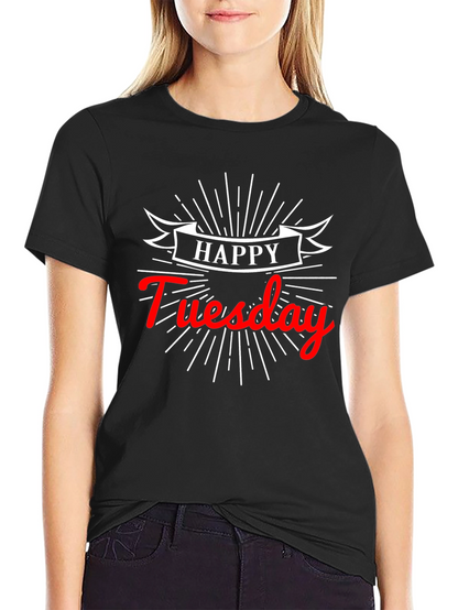 Happy Tuesday Graphic Tee - Soft Cotton Black T-Shirt