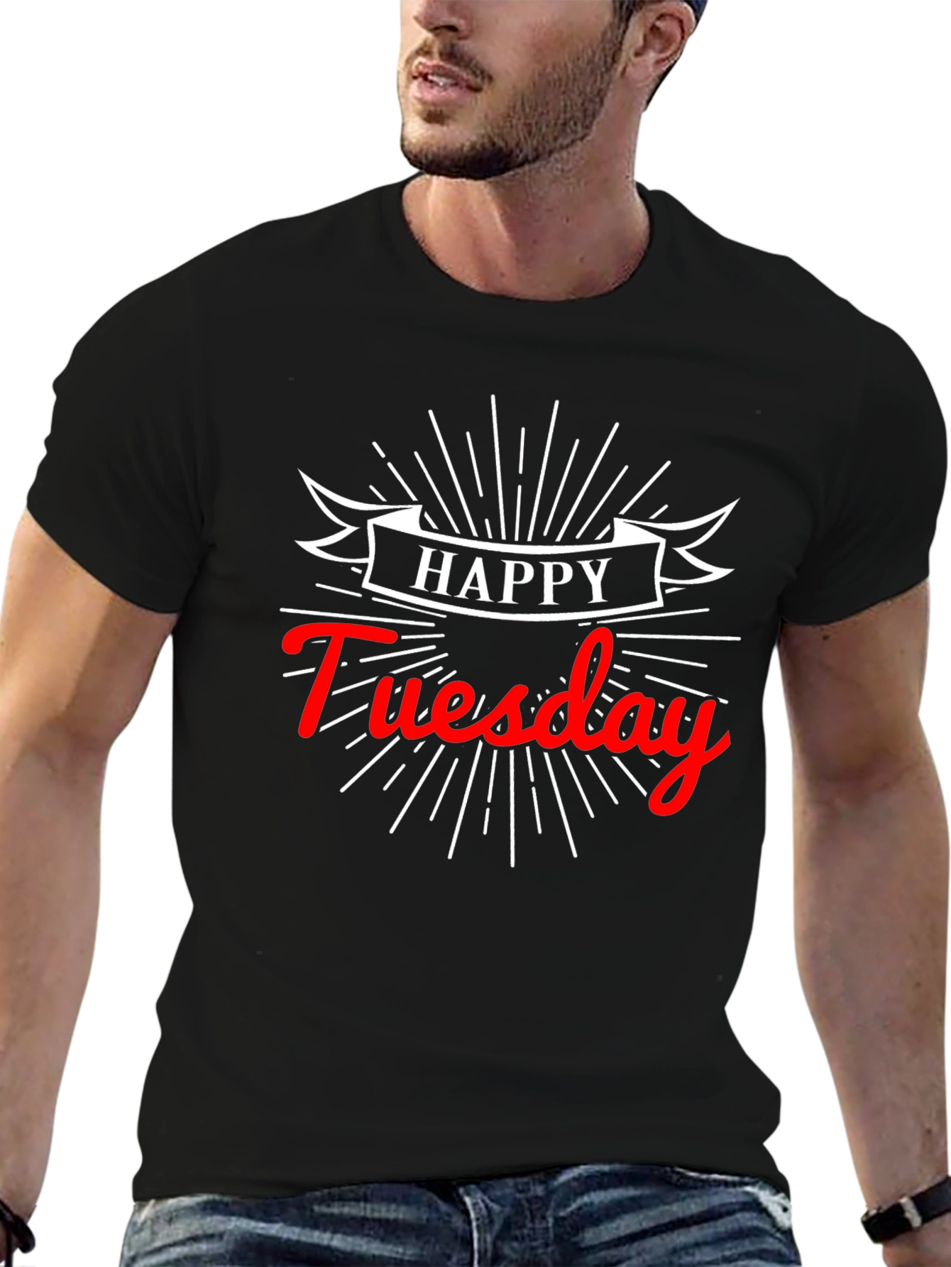 Happy Tuesday Graphic Tee - Soft Cotton Black T-Shirt