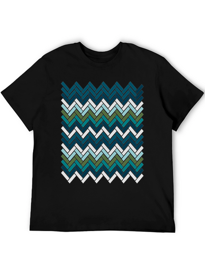 Geometric Herringbone Pattern T-Shirt - Modern Style
