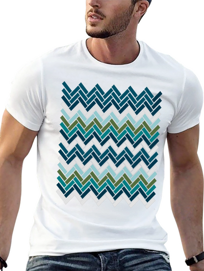 Geometric Herringbone Pattern T-Shirt - Modern Style