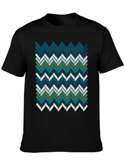 Geometric Herringbone Pattern T-Shirt - Modern Style