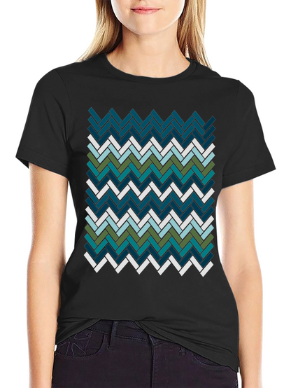 Geometric Herringbone Pattern T-Shirt - Modern Style