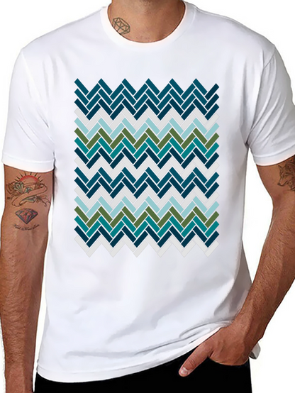 Geometric Herringbone Pattern T-Shirt - Modern Style