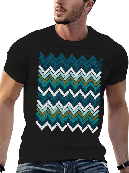 Geometric Herringbone Pattern T-Shirt - Modern Style