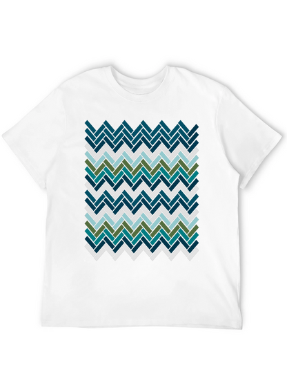 Geometric Herringbone Pattern T-Shirt - Modern Style