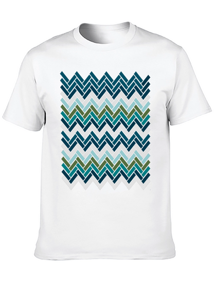 Geometric Herringbone Pattern T-Shirt - Modern Style