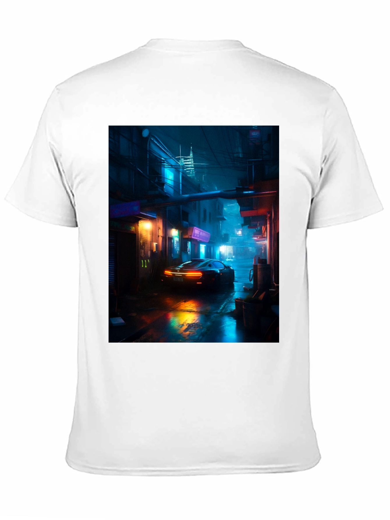 Cyberpunk Car T-Shirt - Neon Cityscape Graphic Tee
