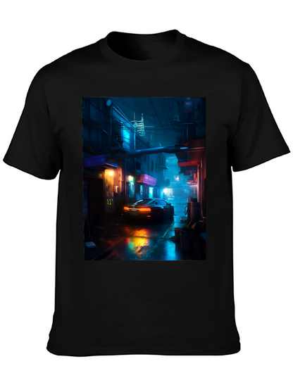 Cyberpunk Car T-Shirt - Neon Cityscape Graphic Tee