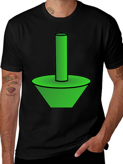 Funky Green Cone & Cylinder Graphic T-Shirt