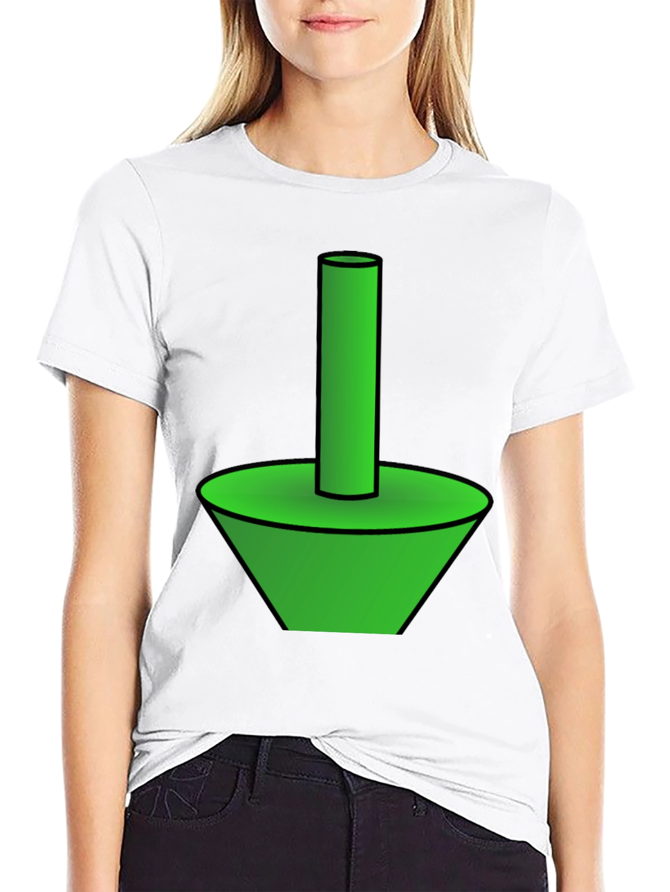 Funky Green Cone & Cylinder Graphic T-Shirt