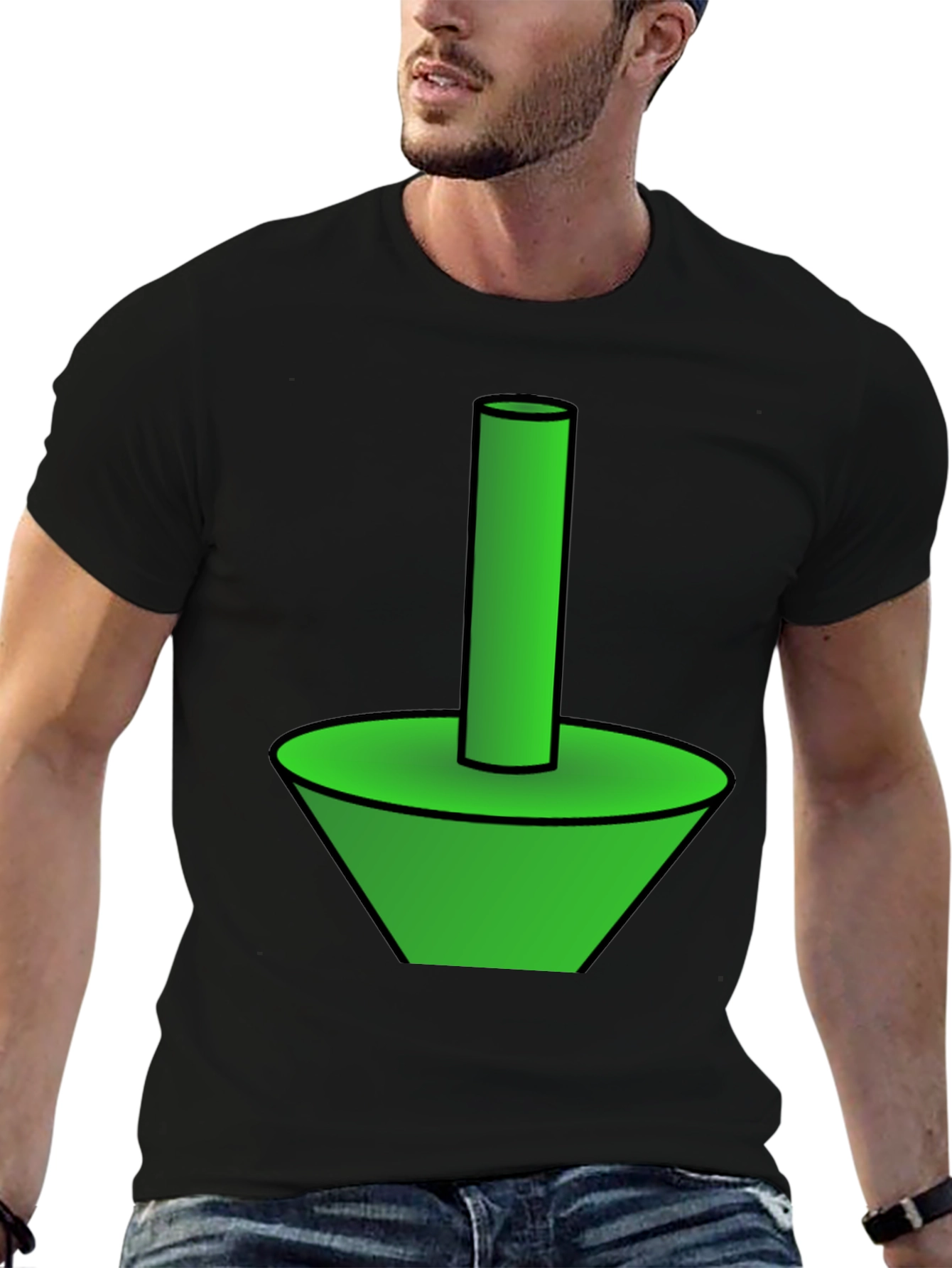 Funky Green Cone & Cylinder Graphic T-Shirt