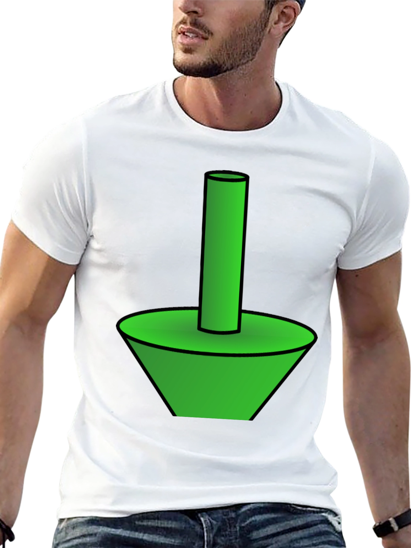 Funky Green Cone & Cylinder Graphic T-Shirt
