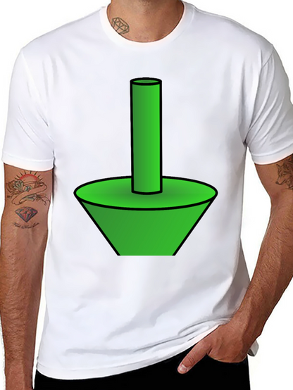 Funky Green Cone & Cylinder Graphic T-Shirt