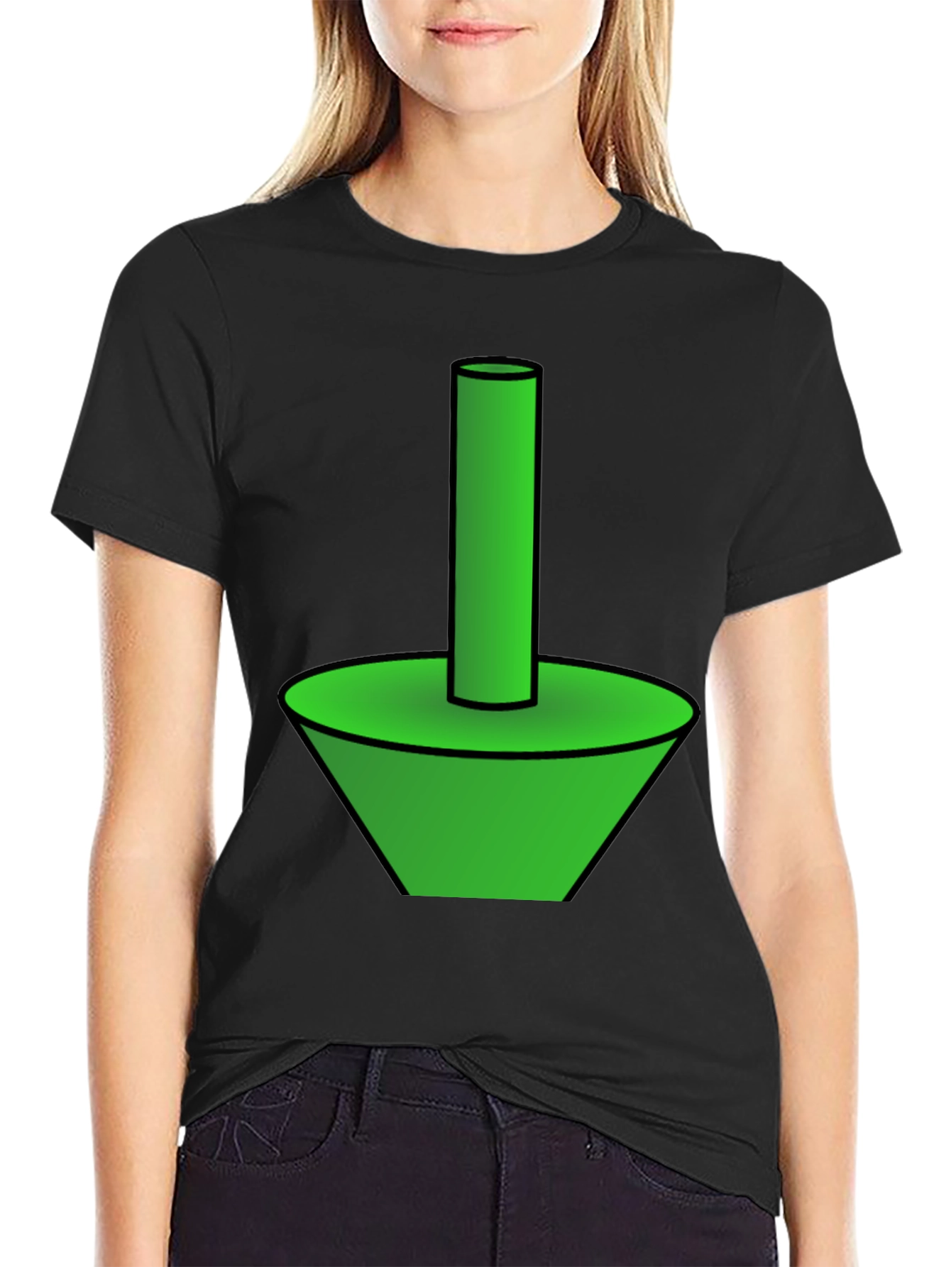 Funky Green Cone & Cylinder Graphic T-Shirt