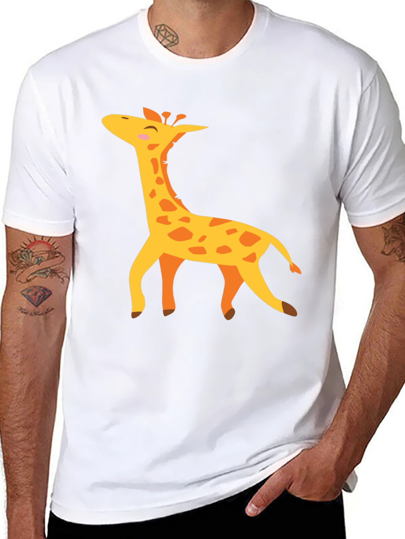 Giraffe Graphic T-Shirt - Black Crew Neck Tee