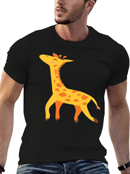 Giraffe Graphic T-Shirt - Black Crew Neck Tee