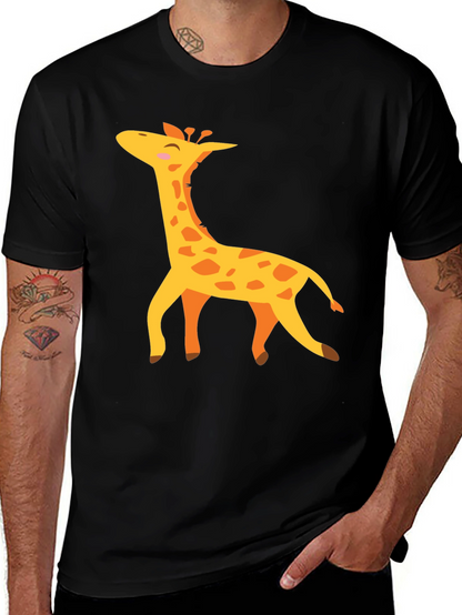 Giraffe Graphic T-Shirt - Black Crew Neck Tee