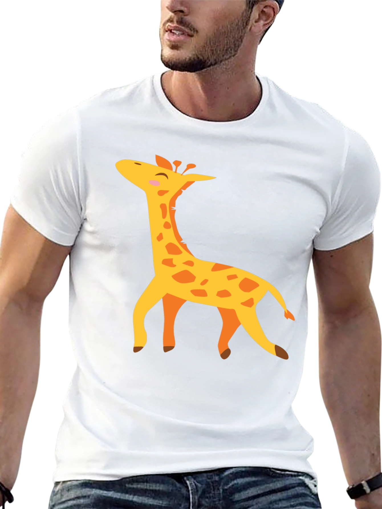 Giraffe Graphic T-Shirt - Black Crew Neck Tee