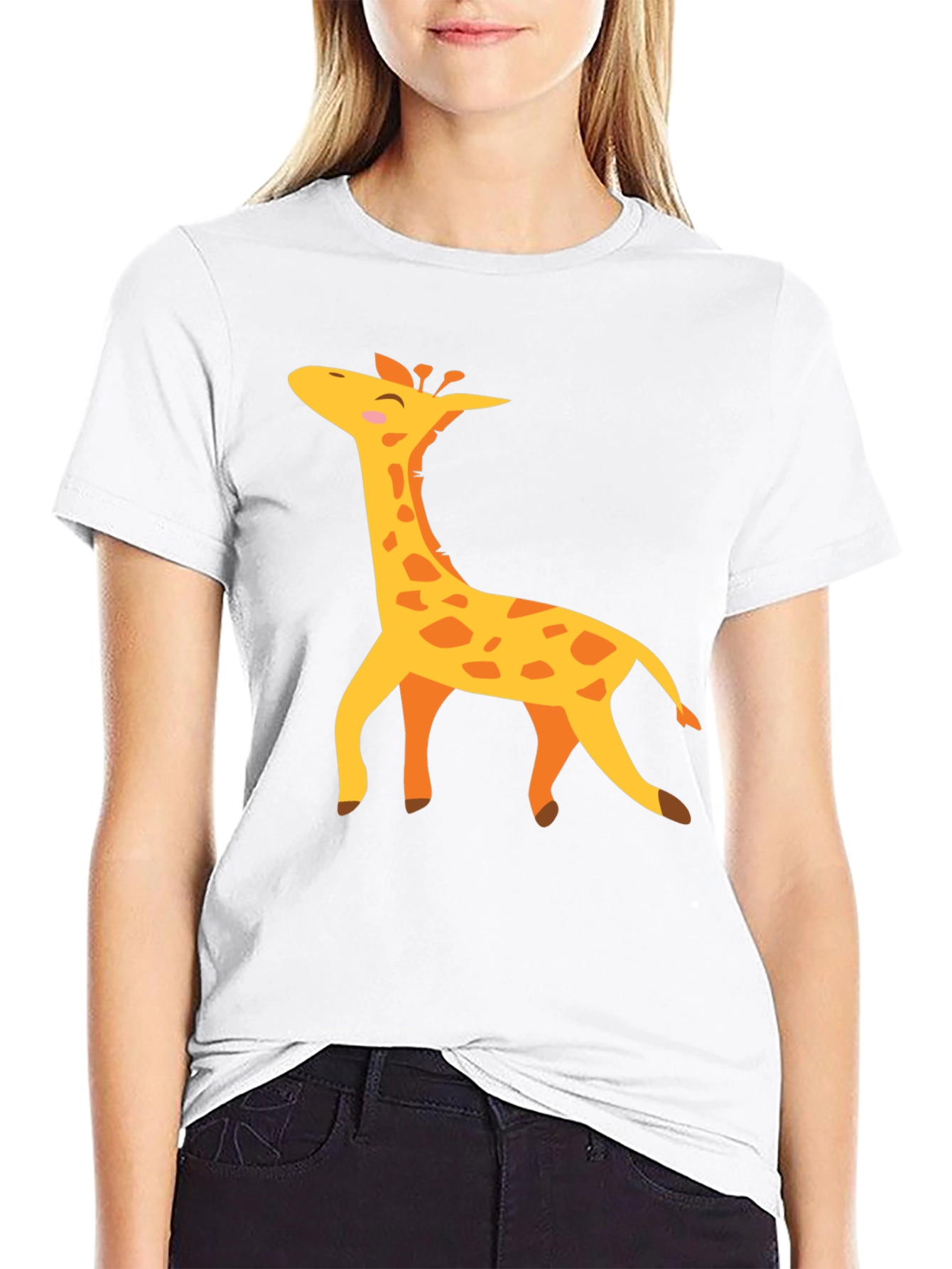 Giraffe Graphic T-Shirt - Black Crew Neck Tee