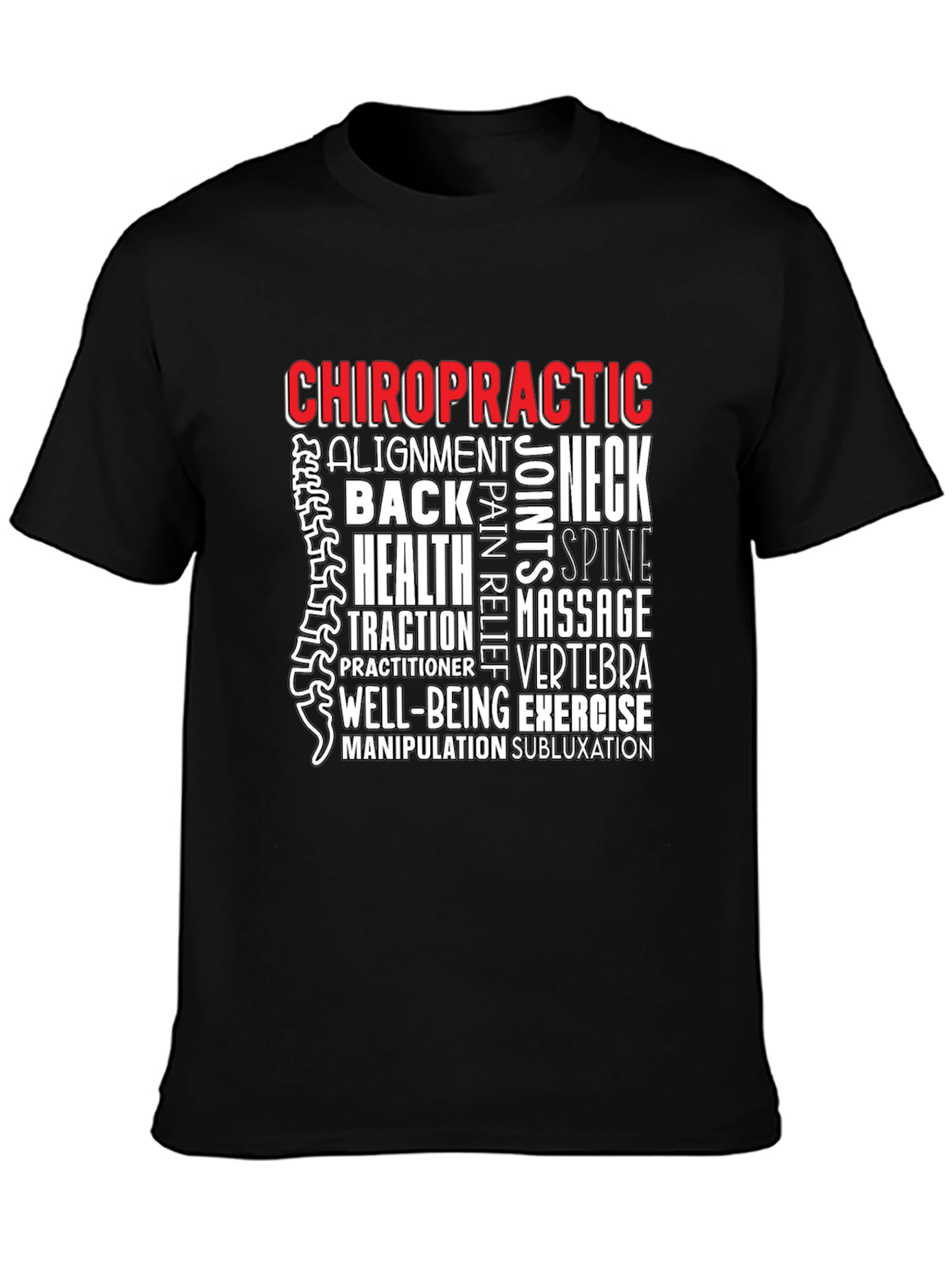 Chiropractic Word Art T-Shirt - Wellness Tee