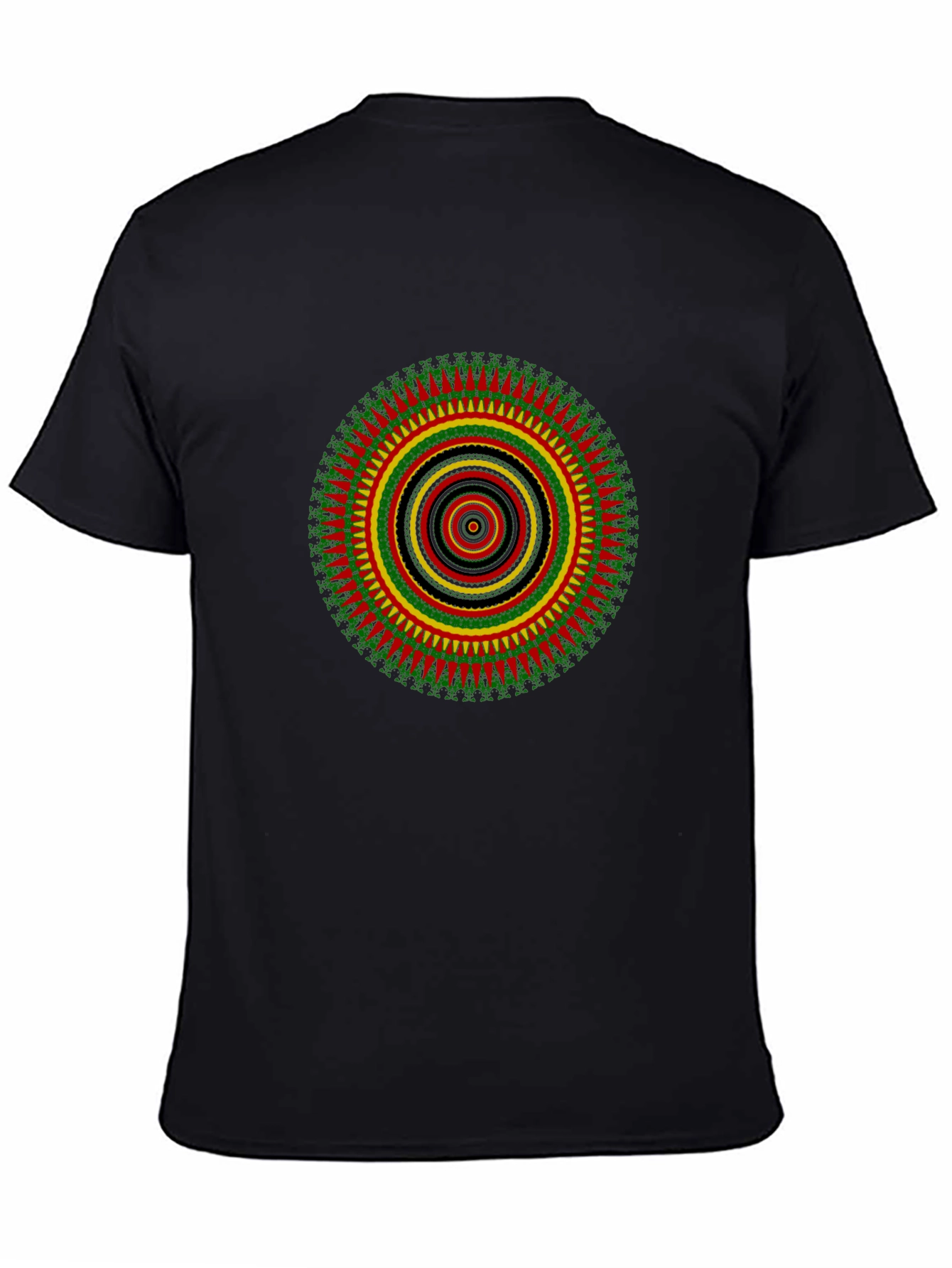 Rasta Mandala Black T-Shirt - Vivid Graphic Print