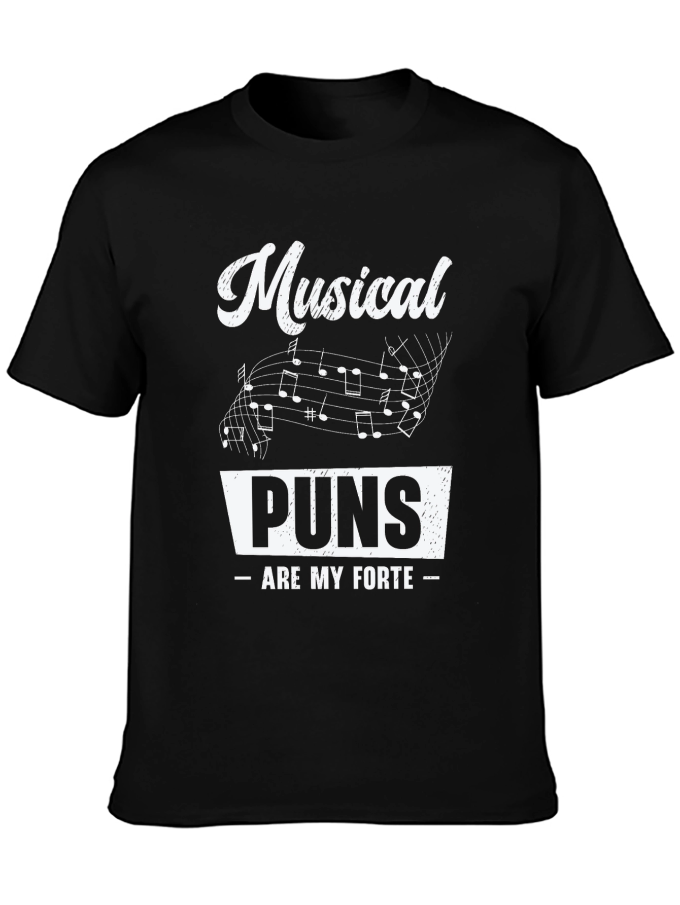 Musical Puns Mens Black Graphic Tee