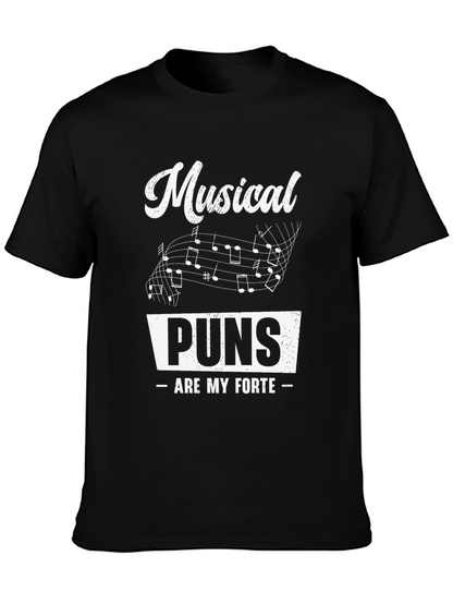 Musical Puns Mens Black Graphic Tee