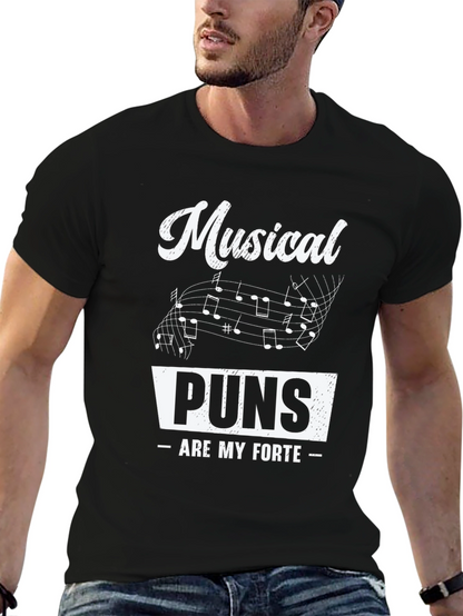 Musical Puns Mens Black Graphic Tee