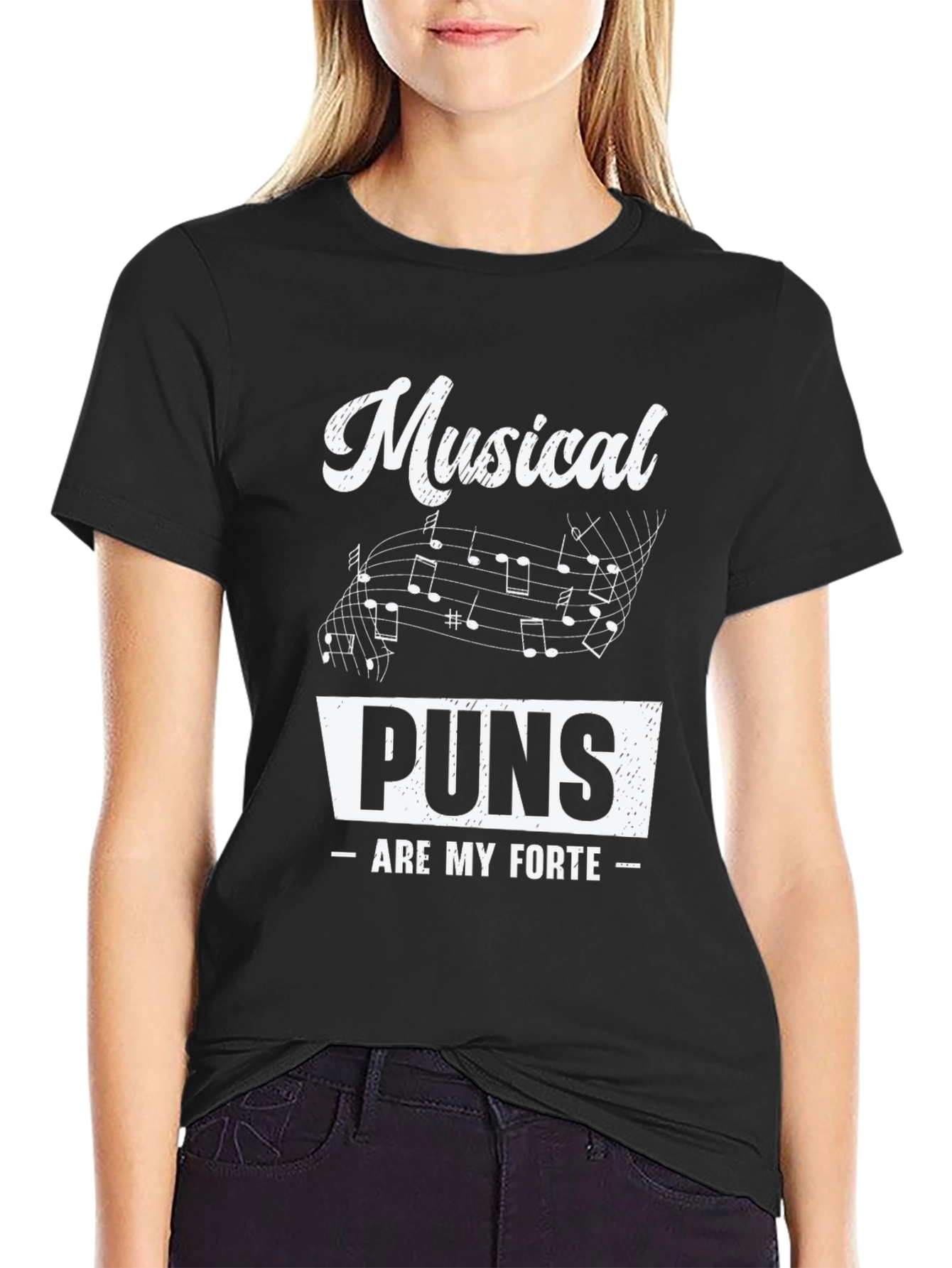 Musical Puns Mens Black Graphic Tee