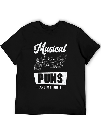 Musical Puns Mens Black Graphic Tee
