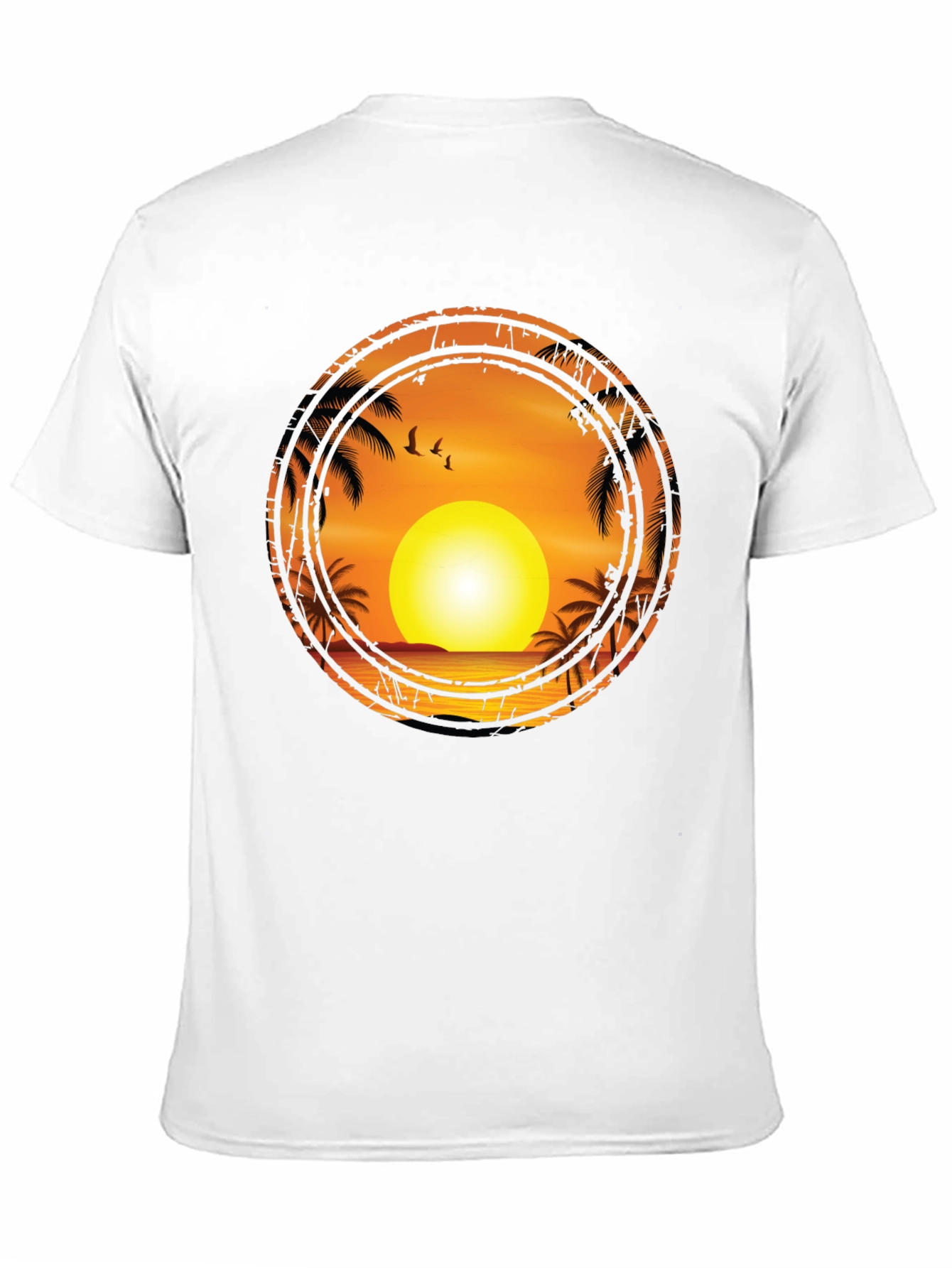 Sunset Palm Tree Graphic Tee - Black
