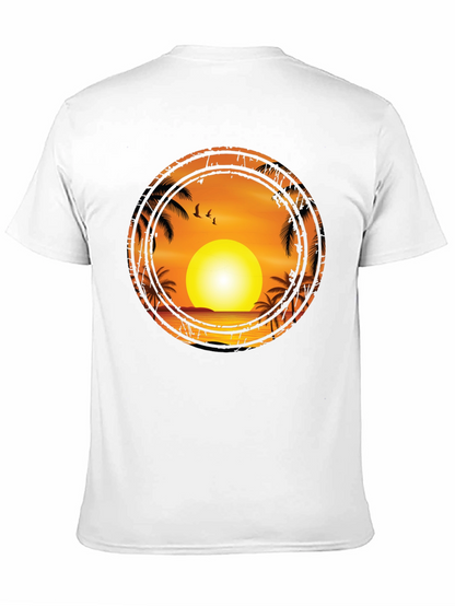 Sunset Palm Tree Graphic Tee - Black