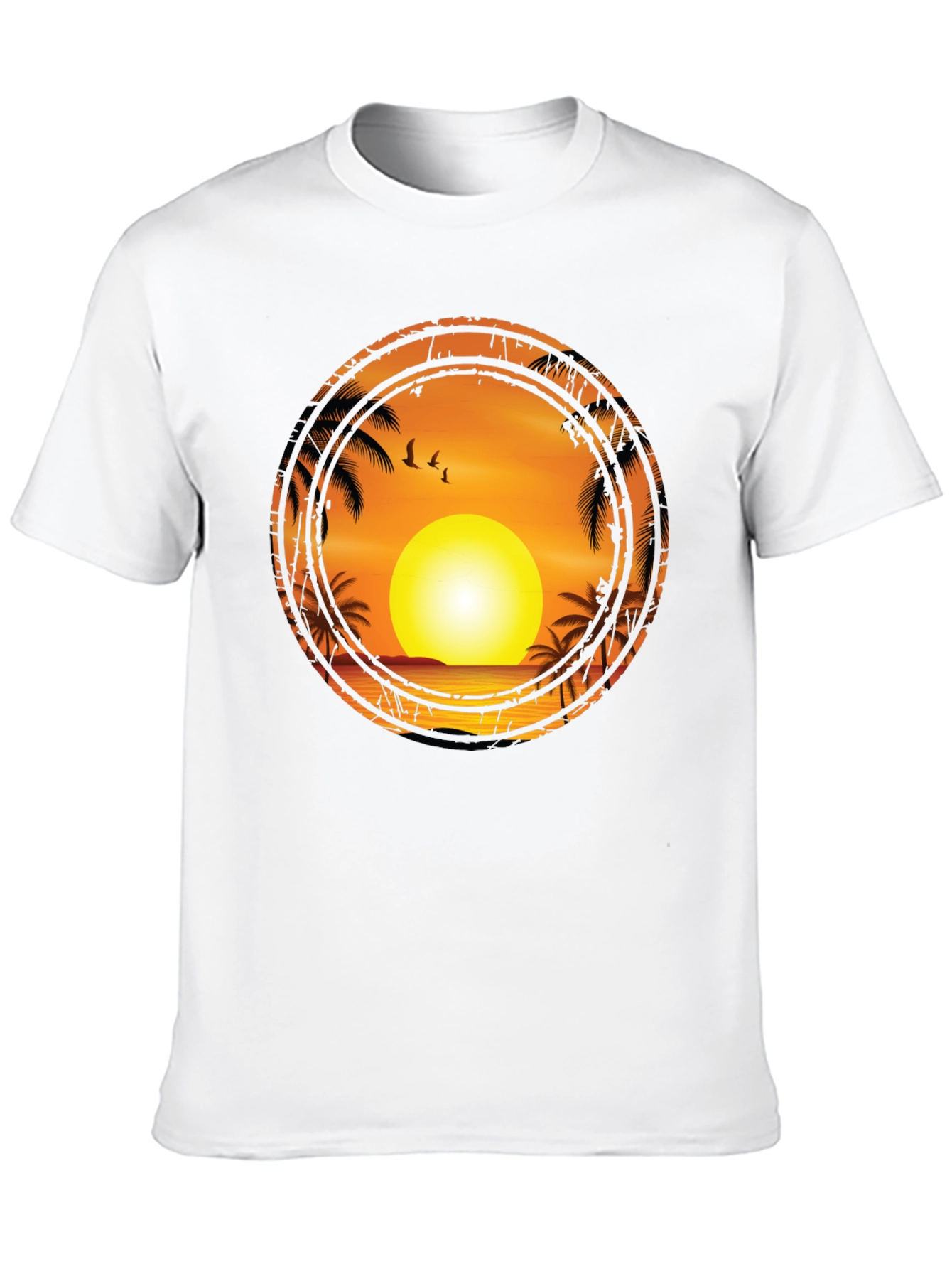 Sunset Palm Tree Graphic Tee - Black