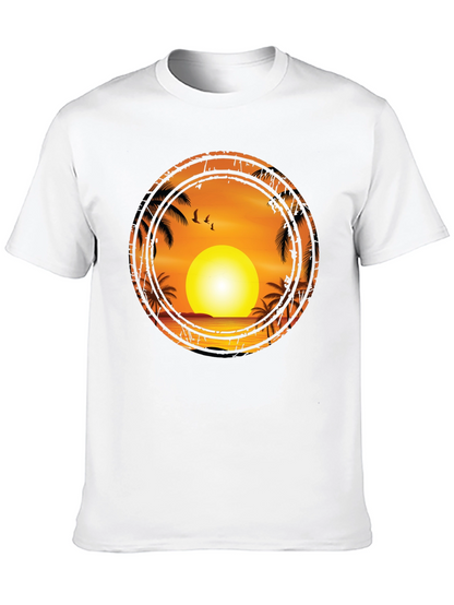 Sunset Palm Tree Graphic Tee - Black