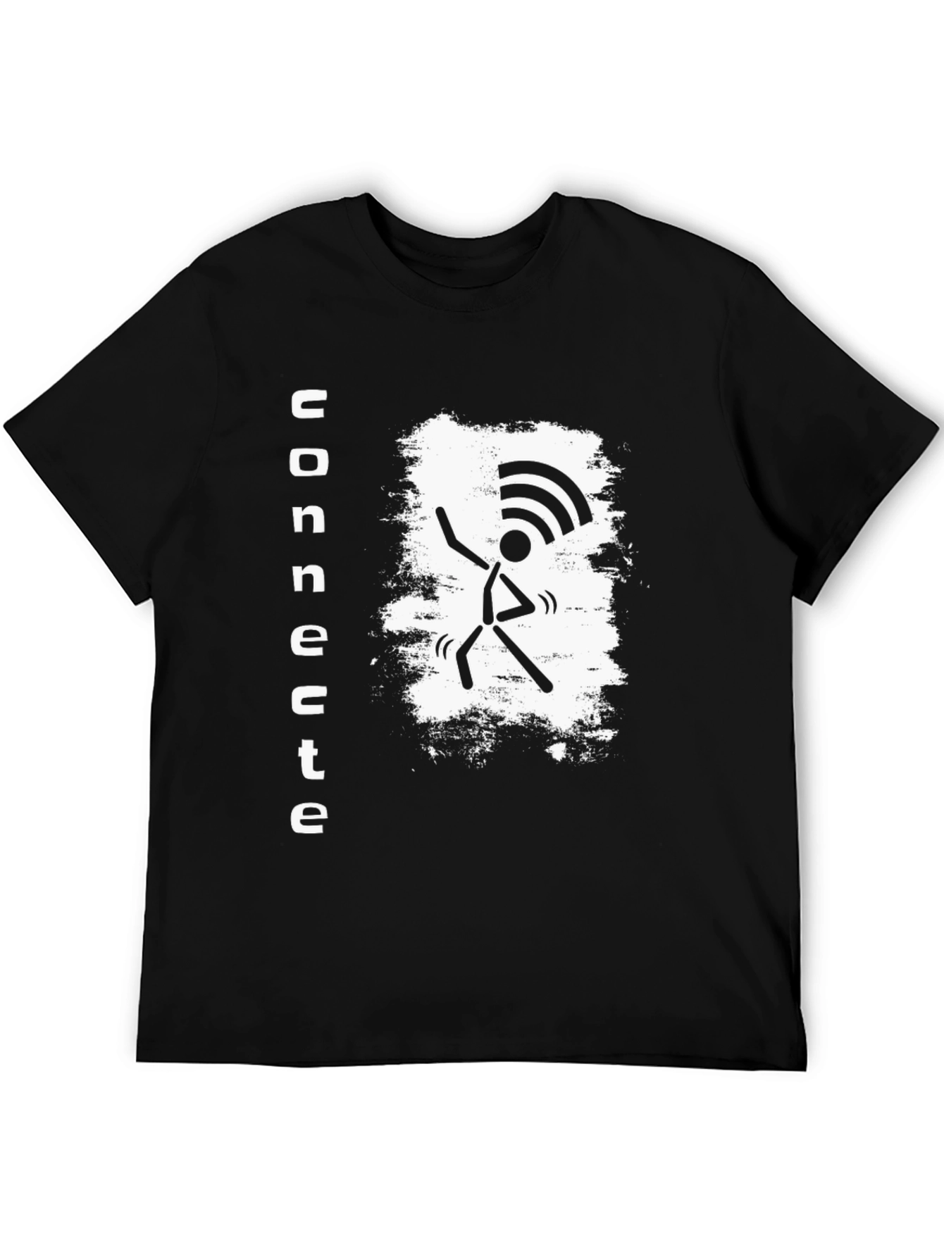 Concrete WiFi Stick Figure Black T-Shirt