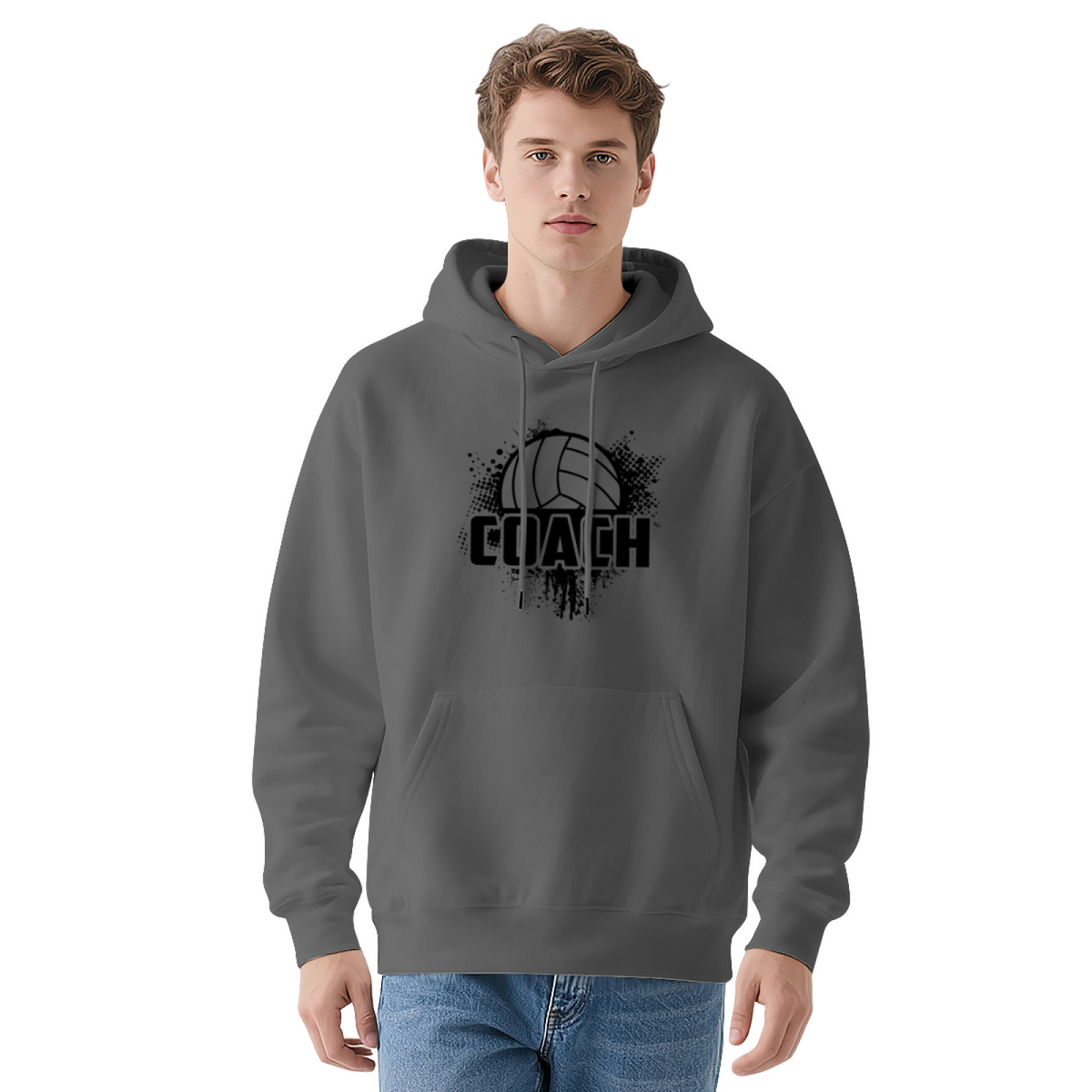 Volleyball Coach Grunge Splatter Graphic Hoodie