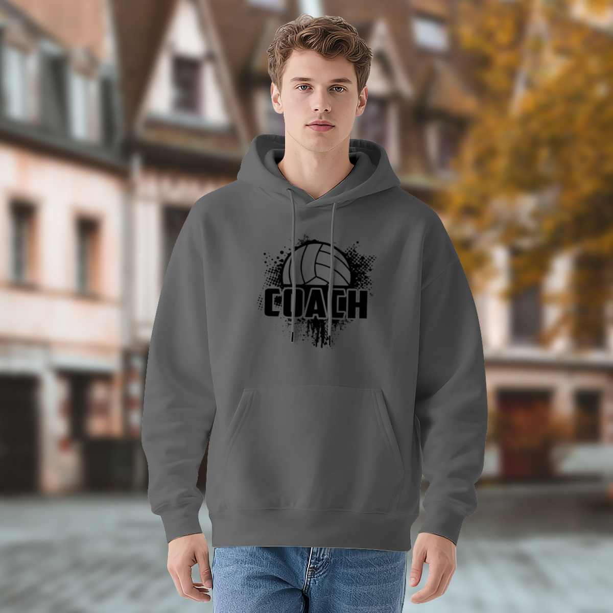 Volleyball Coach Grunge Splatter Graphic Hoodie