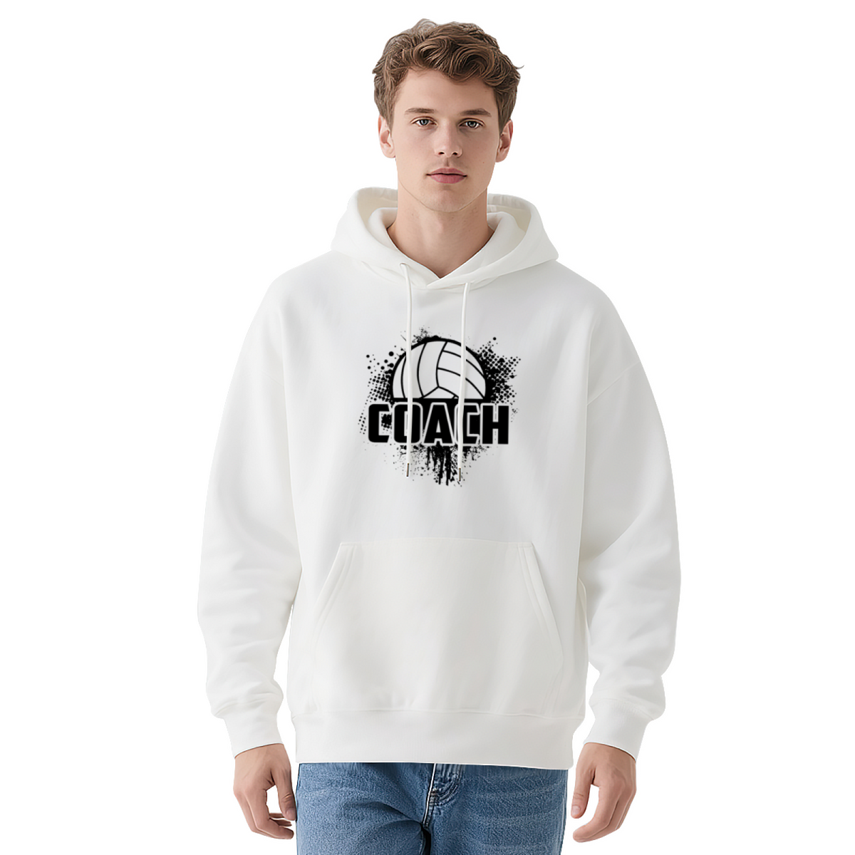 Volleyball Coach Grunge Splatter Graphic Hoodie