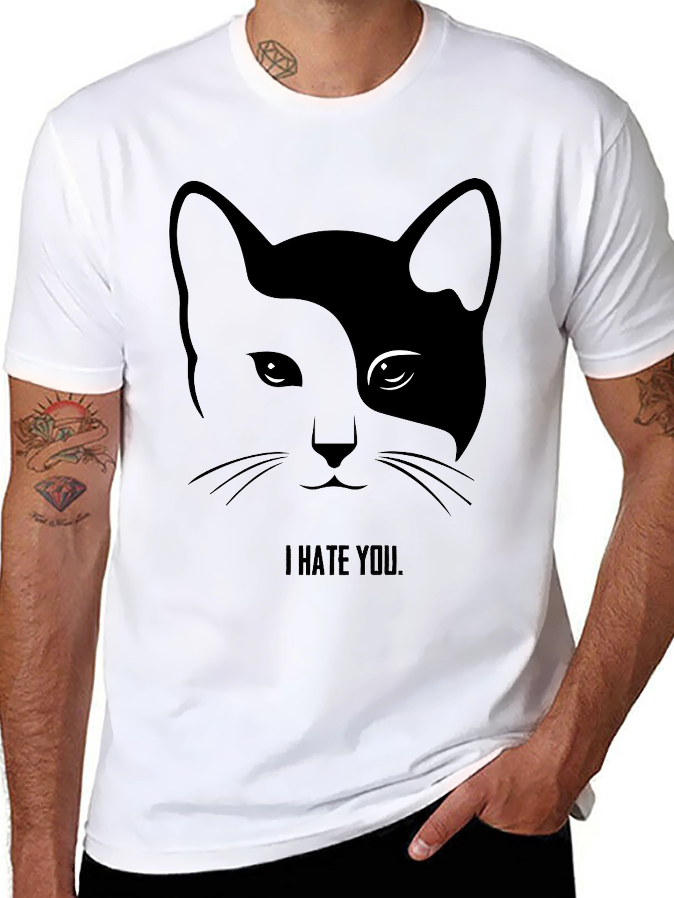 I Hate You Cat Graphic Tee - Black T-Shirt