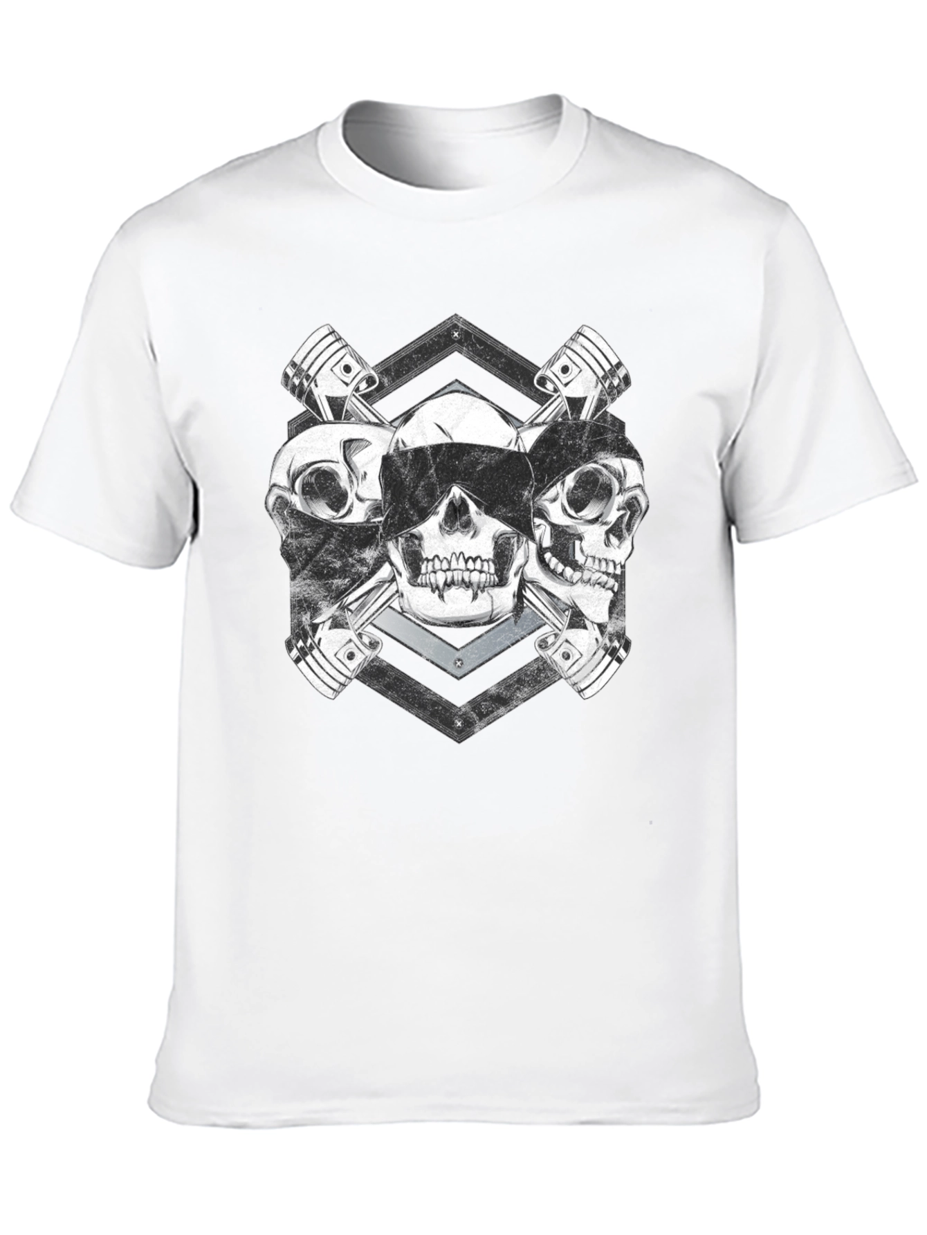 Skull & Piston Graphic Tee - Mechanic Style T-Shirt
