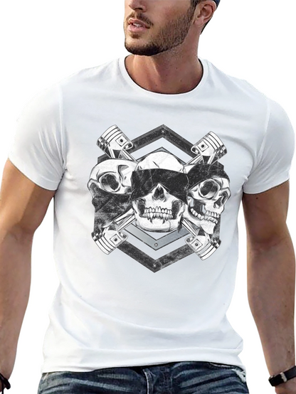Skull & Piston Graphic Tee - Mechanic Style T-Shirt