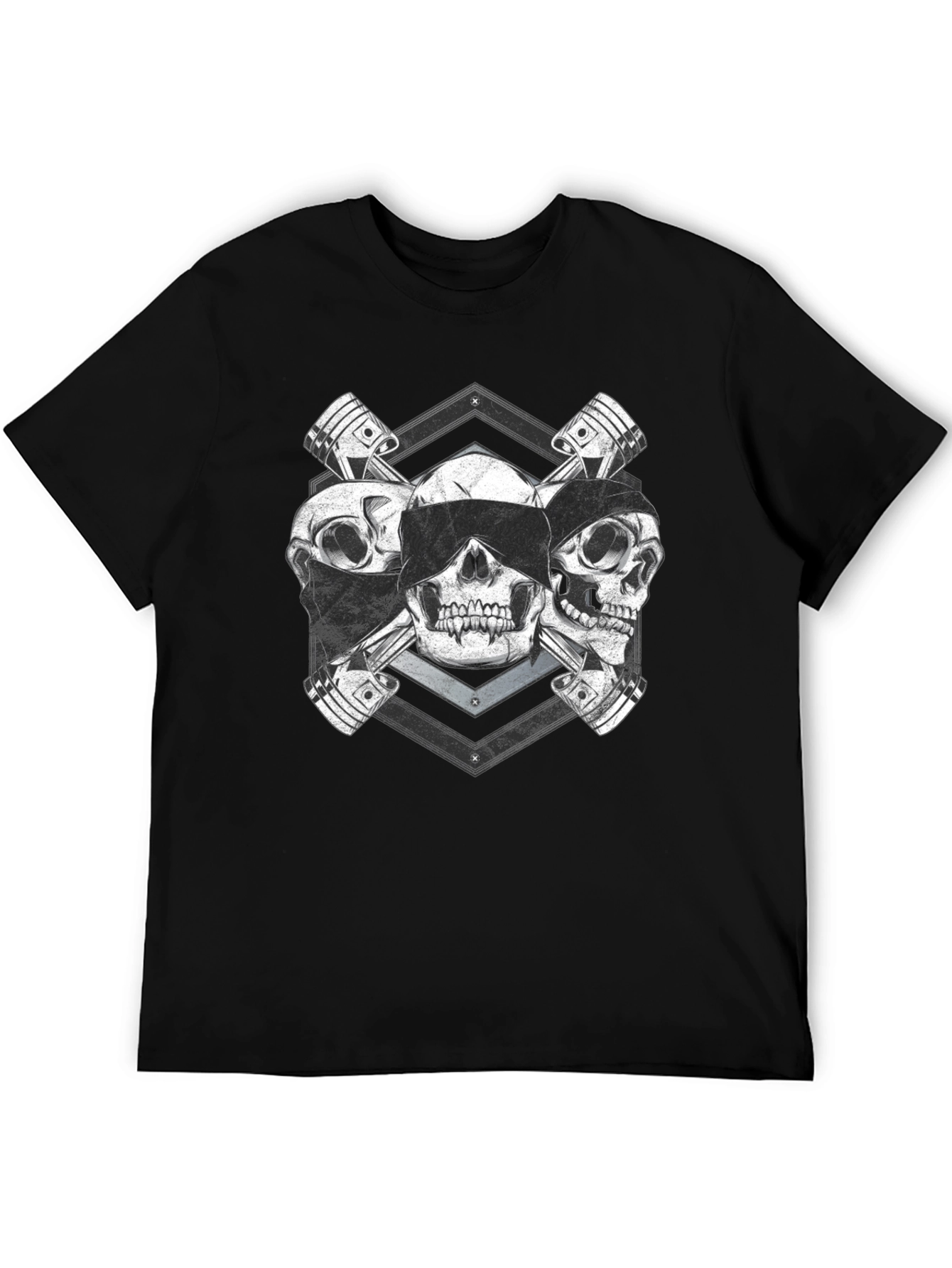 Skull & Piston Graphic Tee - Mechanic Style T-Shirt