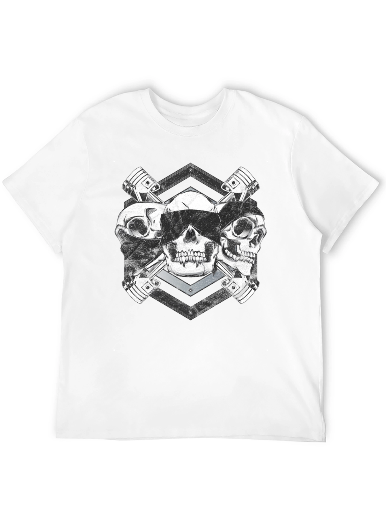 Skull & Piston Graphic Tee - Mechanic Style T-Shirt
