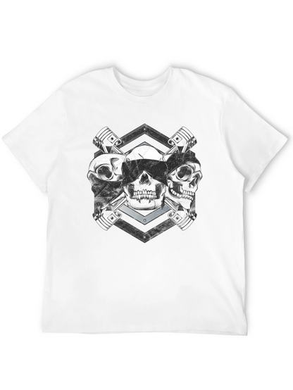 Skull & Piston Graphic Tee - Mechanic Style T-Shirt