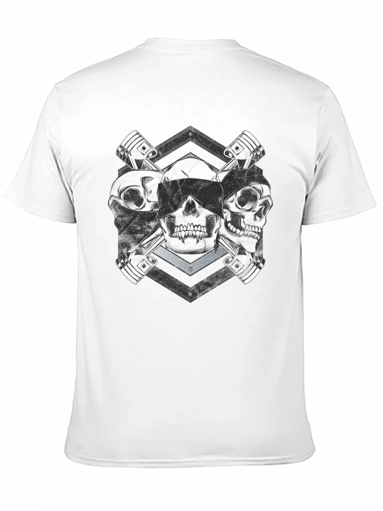 Skull & Piston Graphic Tee - Mechanic Style T-Shirt