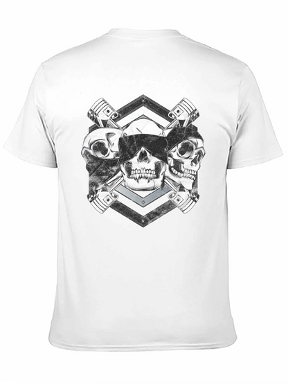 Skull & Piston Graphic Tee - Mechanic Style T-Shirt