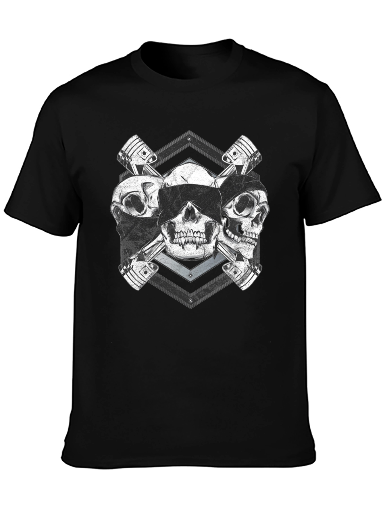 Skull & Piston Graphic Tee - Mechanic Style T-Shirt