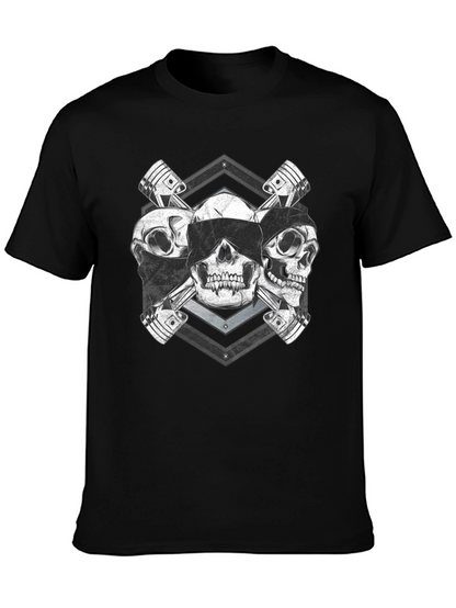 Skull & Piston Graphic Tee - Mechanic Style T-Shirt